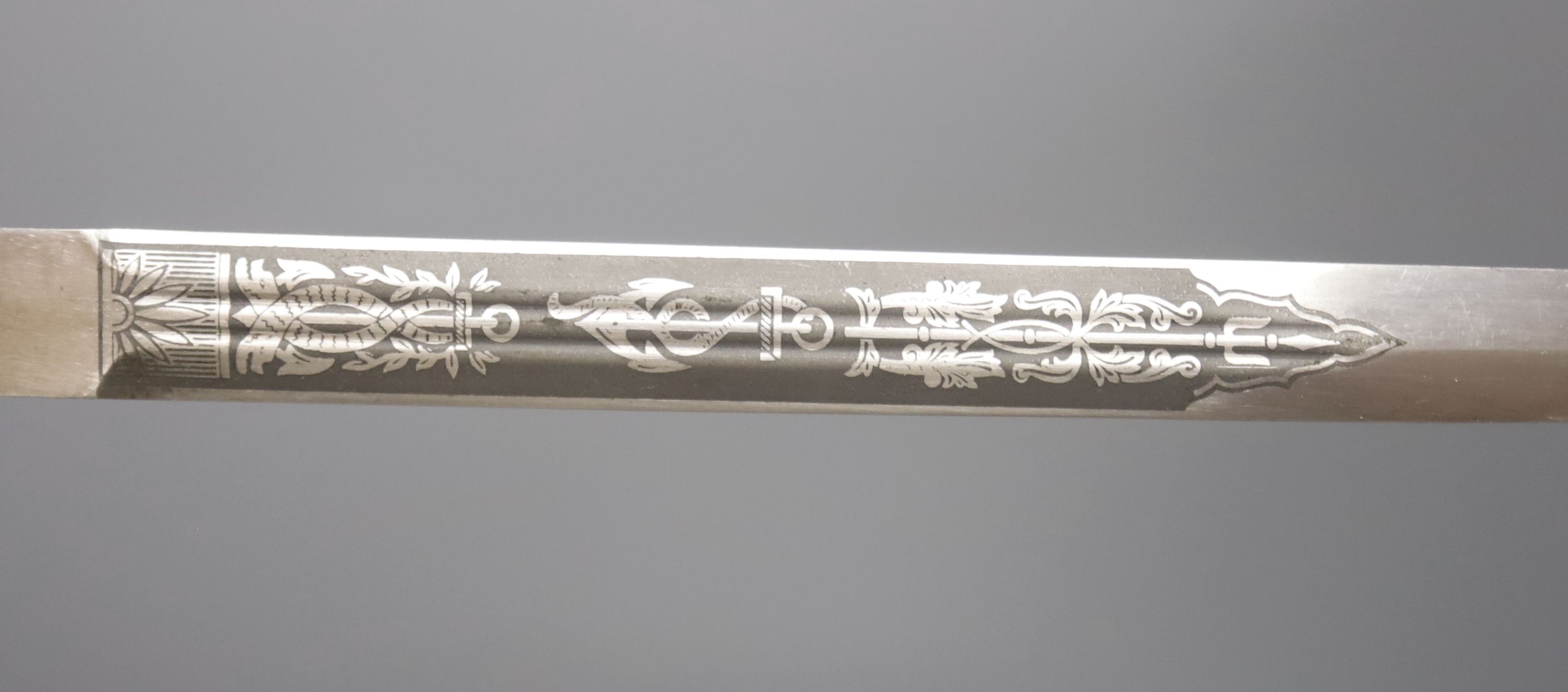 A re-enactors Kreigsmarine dress ceremonial dagger, with brass scabbard, 42cm long